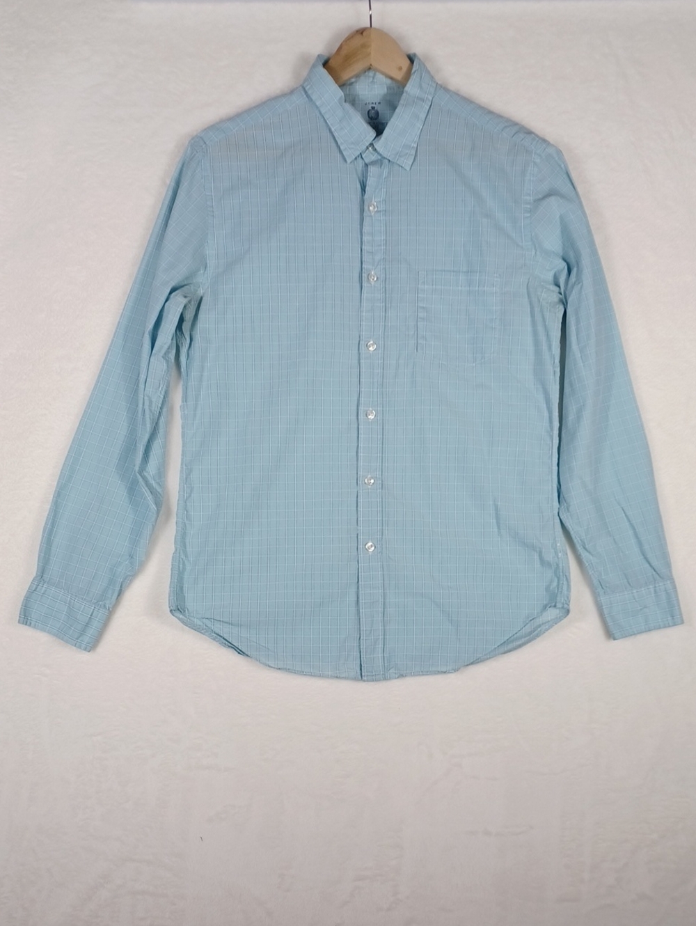 J. Crew Mens Light Weight Cotton Blue Plaid Long-Sleeve Button-Up Shirt Medium